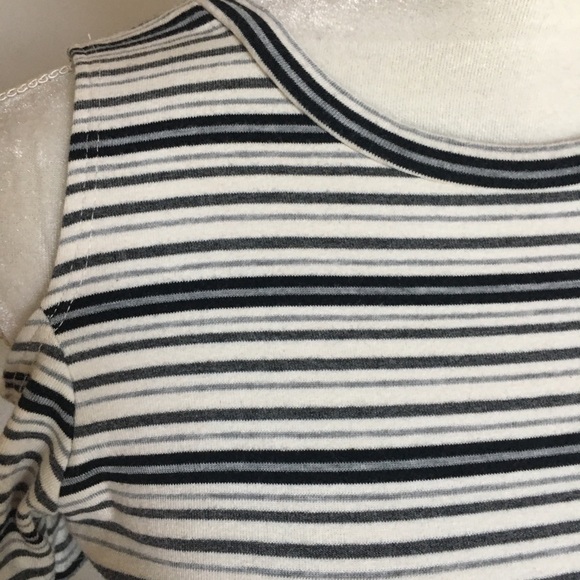 Striped Short Sleeve Top w/ Cold Shoulder - Picture 2 of 4
